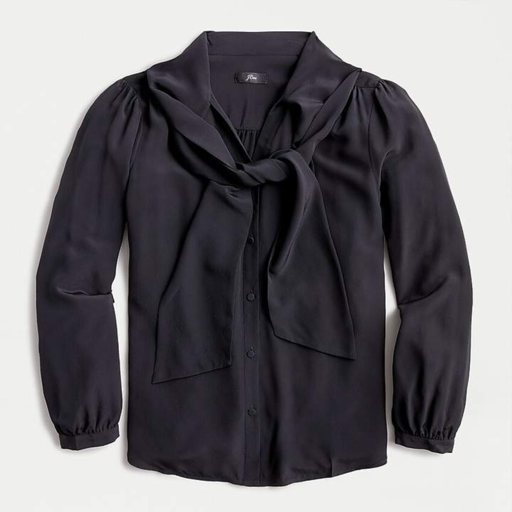 J. Crew Tie-neck blouse in Re-Imagined Silk
